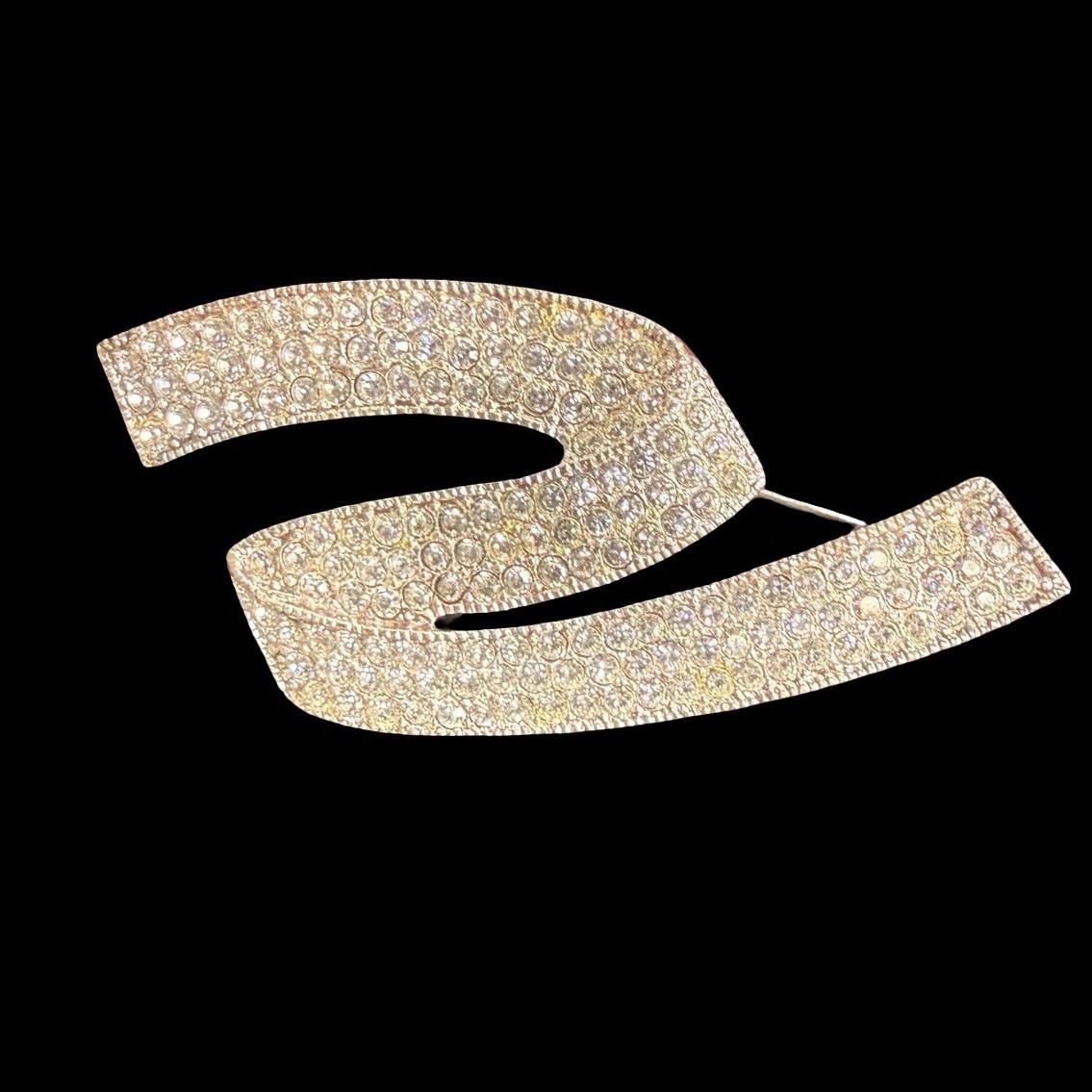 Vintage Napier Gold Tone Rhinestone Abstract Curved Statement Brooch 34$